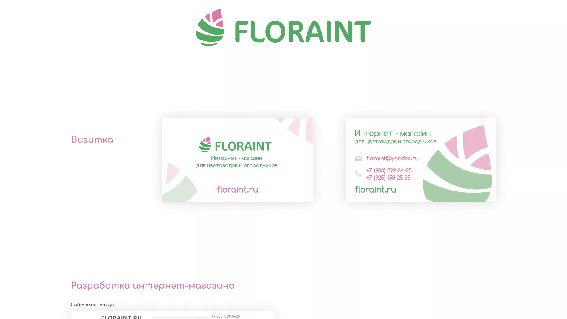 Создание логотипа и интернет-магазина «FLORAINT» в Черноголовке